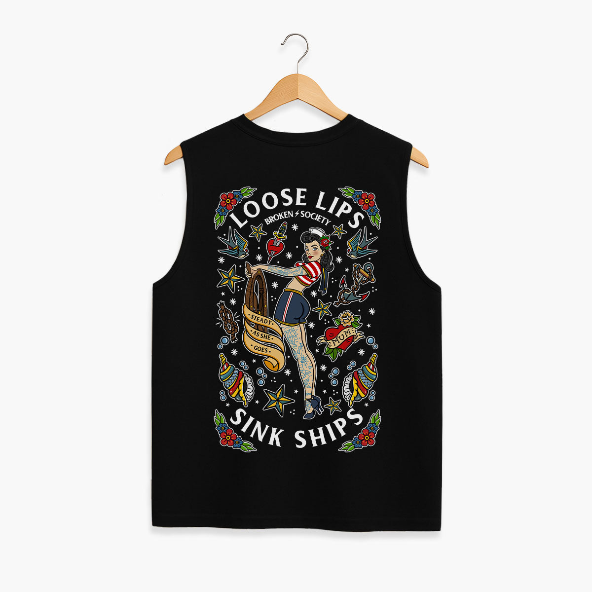 Loose Lips Sink Ships Sleeveless T-Shirt (Unisex)