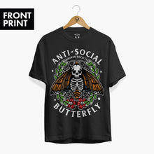 Laden Sie das Bild in den Galerie-Viewer, Anti-Social Butterfly Front Print T-shirt (Unisex)-Tattoo Clothing, Tattoo T-Shirt, EP01-Broken Society