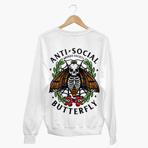 Anti-Social Butterfly Sweatshirt (Unisex)-Tattoo Clothing, Tattoo Sweatshirt, JH030-Broken Society