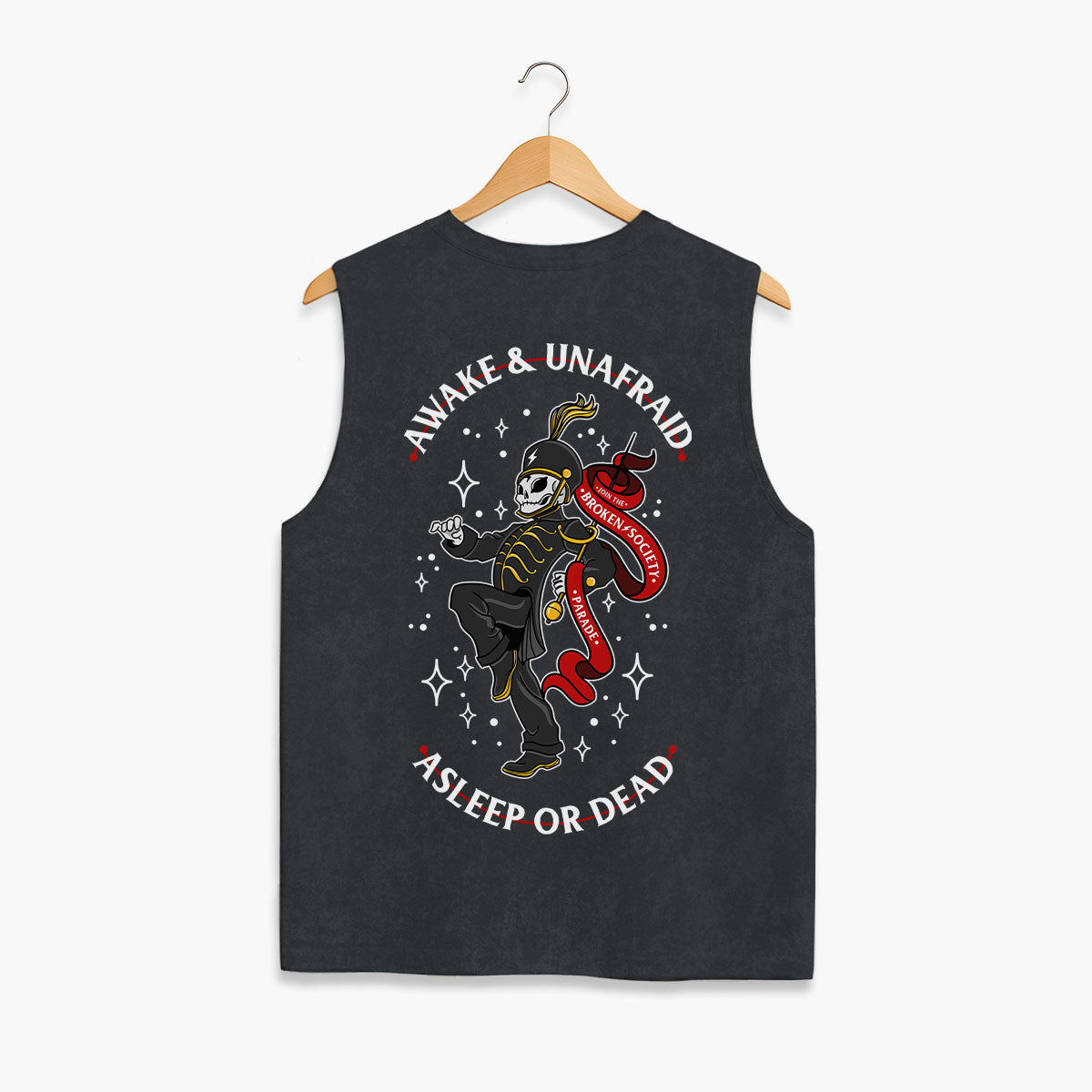 Awake And Unafraid Sleeveless T-Shirt (Unisex)-Tattoo Clothing, Tattoo Sleeveless T-Shirt, EP01S-Broken Society