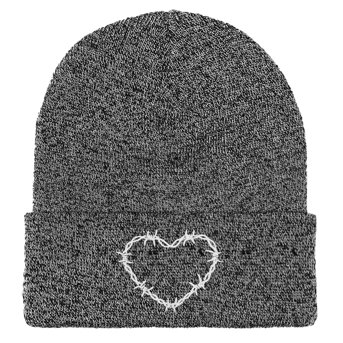 Barbed Wire Heart Embroidered Beanie (Unisex)-Tattoo Apparel, Tattoo Accessories, Tattoo Gift, Tattoo Beanie, BB45-Broken Society