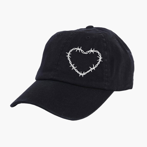 Barbed Wire Heart Embroidered Dad Cap-Tattoo Clothing, Tattoo Accessories, Tattoo Gift, Tattoo Dad Cap, BB653-Broken Society