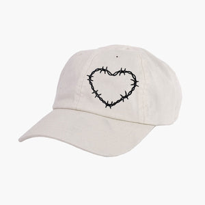 Barbed Wire Heart Embroidered Dad Cap-Tattoo Clothing, Tattoo Accessories, Tattoo Gift, Tattoo Dad Cap, BB653-Broken Society
