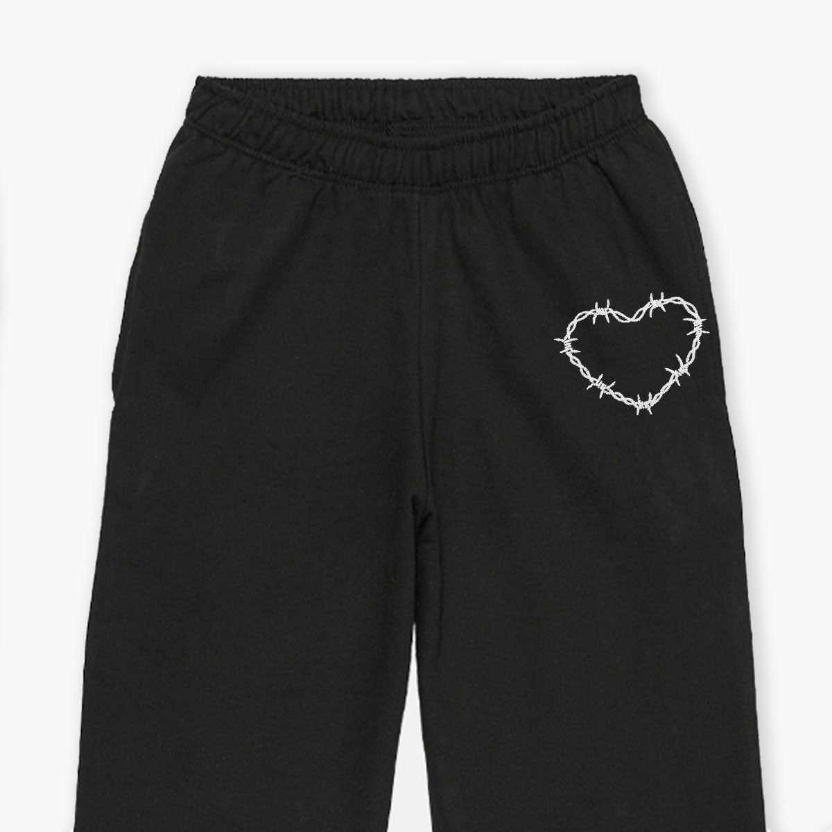 Barbed Wire Heart Embroidered Joggers (Unisex)-Tattoo Clothing, Tattoo Joggers, JH072-Broken Society