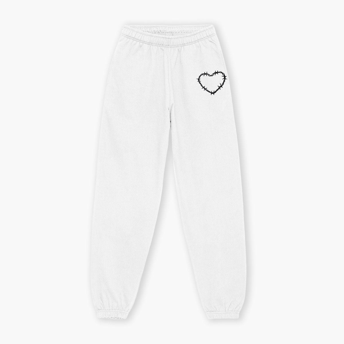 Barbed Wire Heart Embroidered Joggers (Unisex)-Tattoo Clothing, Tattoo Joggers, JH072-Broken Society