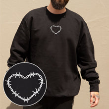 Cargar imagen en el visor de la galería, Barbed Wire Heart Embroidered Sweatshirt (Unisex)-Tattoo Clothing, Tattoo Sweatshirt, JH030-Broken Society