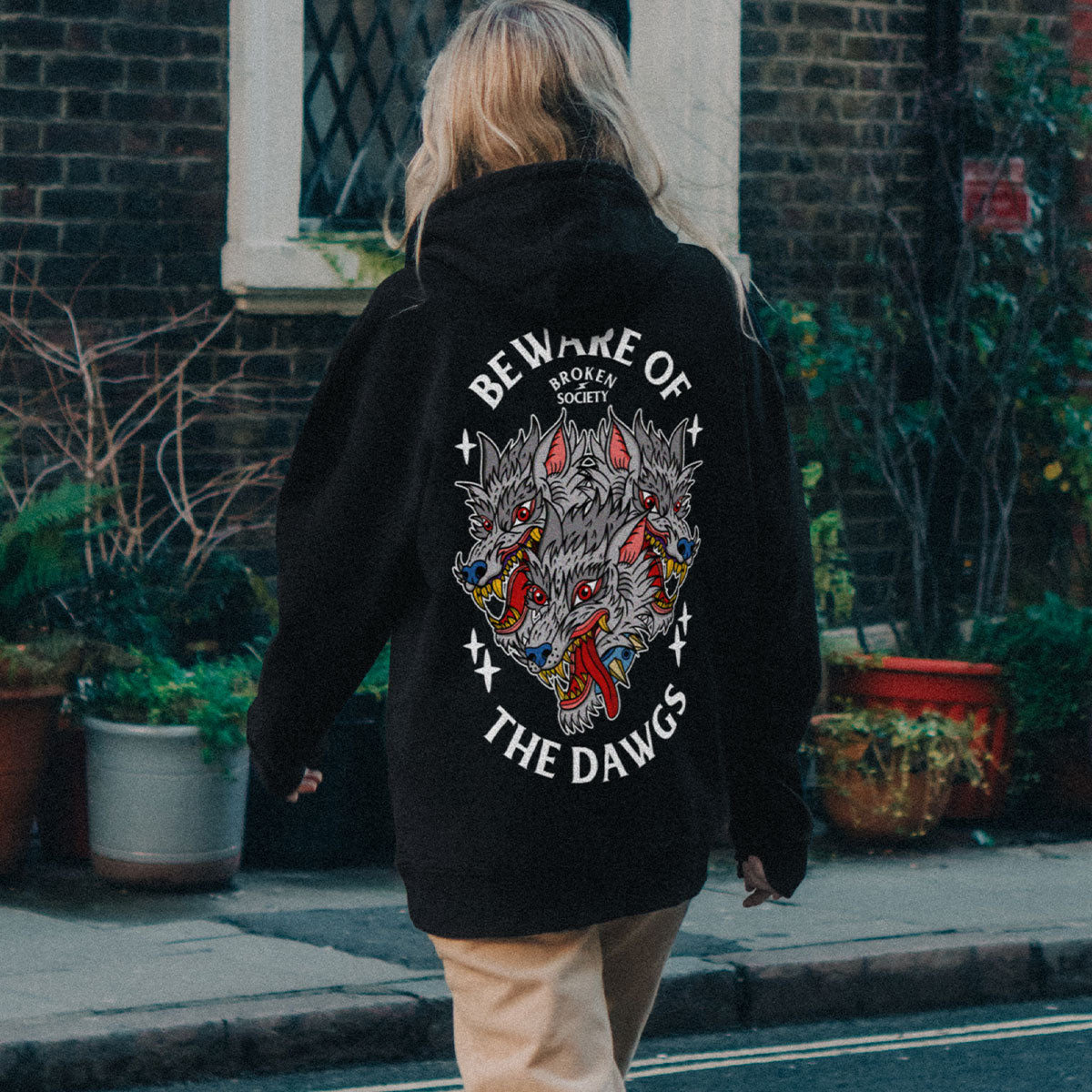 Beware Of The Dawgs Hoodie (Unisex)-Tattoo Clothing, Tattoo Hoodie, JH001-Broken Society