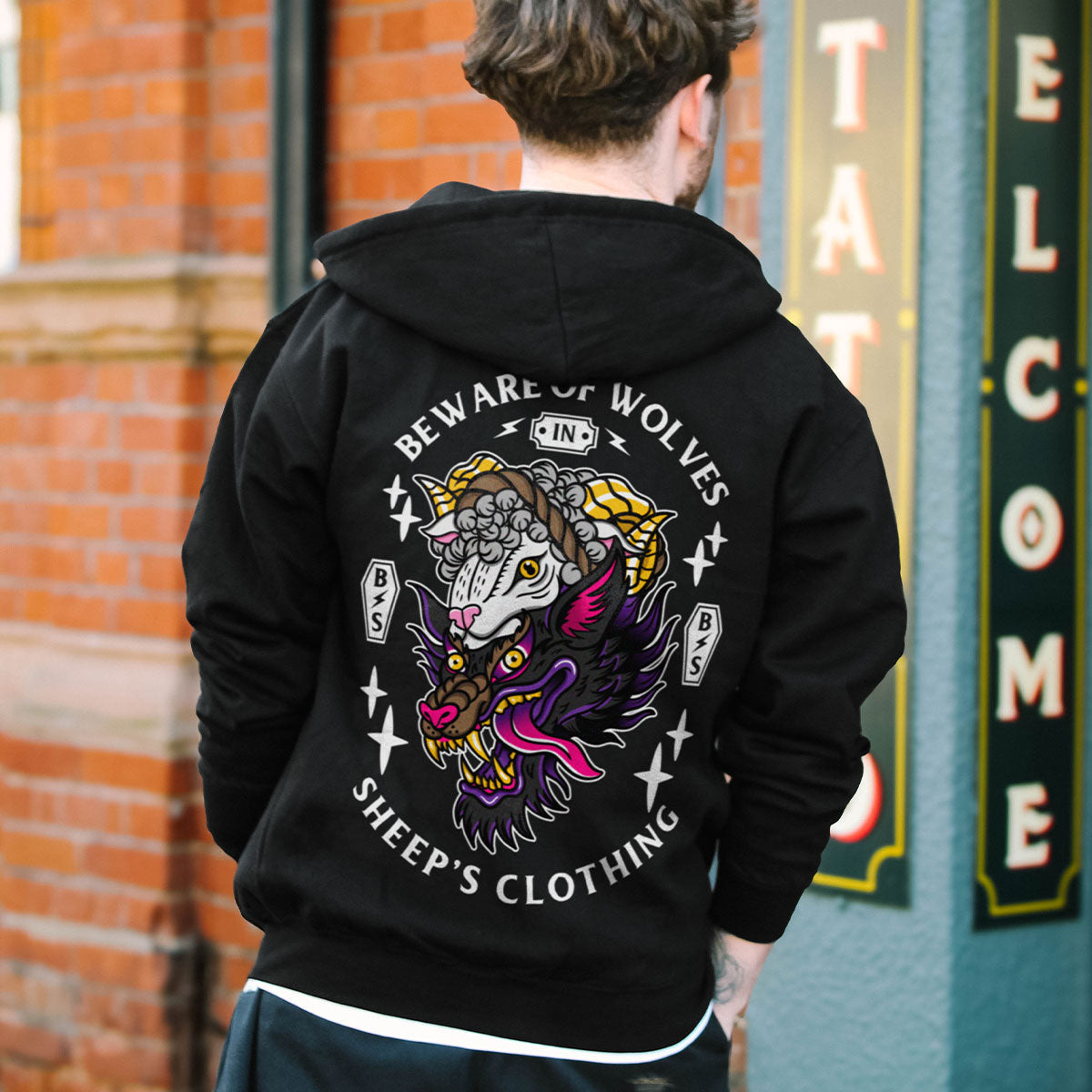 Beware Of Wolves Hoodie (Unisex)-Tattoo Clothing, Tattoo Hoodie, JH001-Broken Society