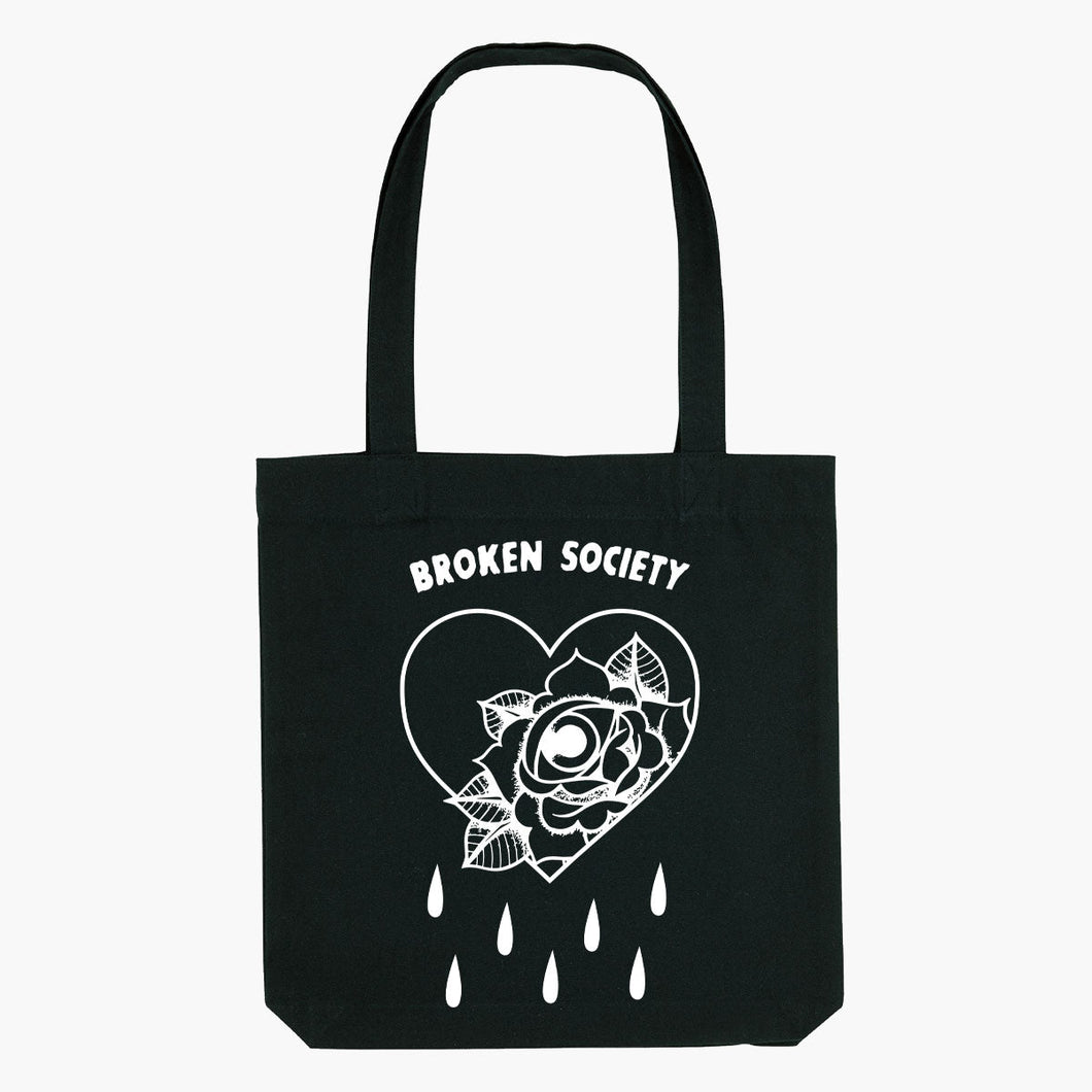 Bleeding Heart Strong-As-Hell Tote Bag-Tattoo Apparel, Tattoo Accessories, Tattoo Gift, Tattoo Tote Bag-Broken Society