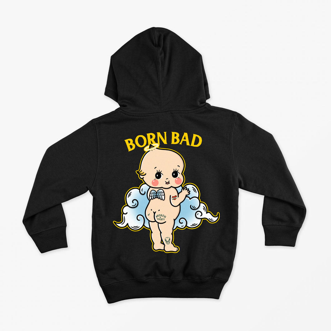 Born Bad Angel Kids Hoodie (Unisex)-Tattoo Clothing, Tattoo Hoodie, JH001B-Broken Society