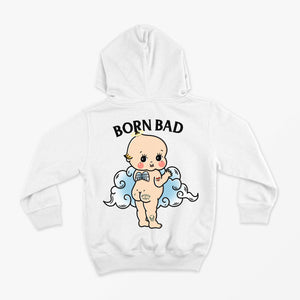 Born Bad Angel Kids Hoodie (Unisex)-Tattoo Clothing, Tattoo Hoodie, JH001B-Broken Society