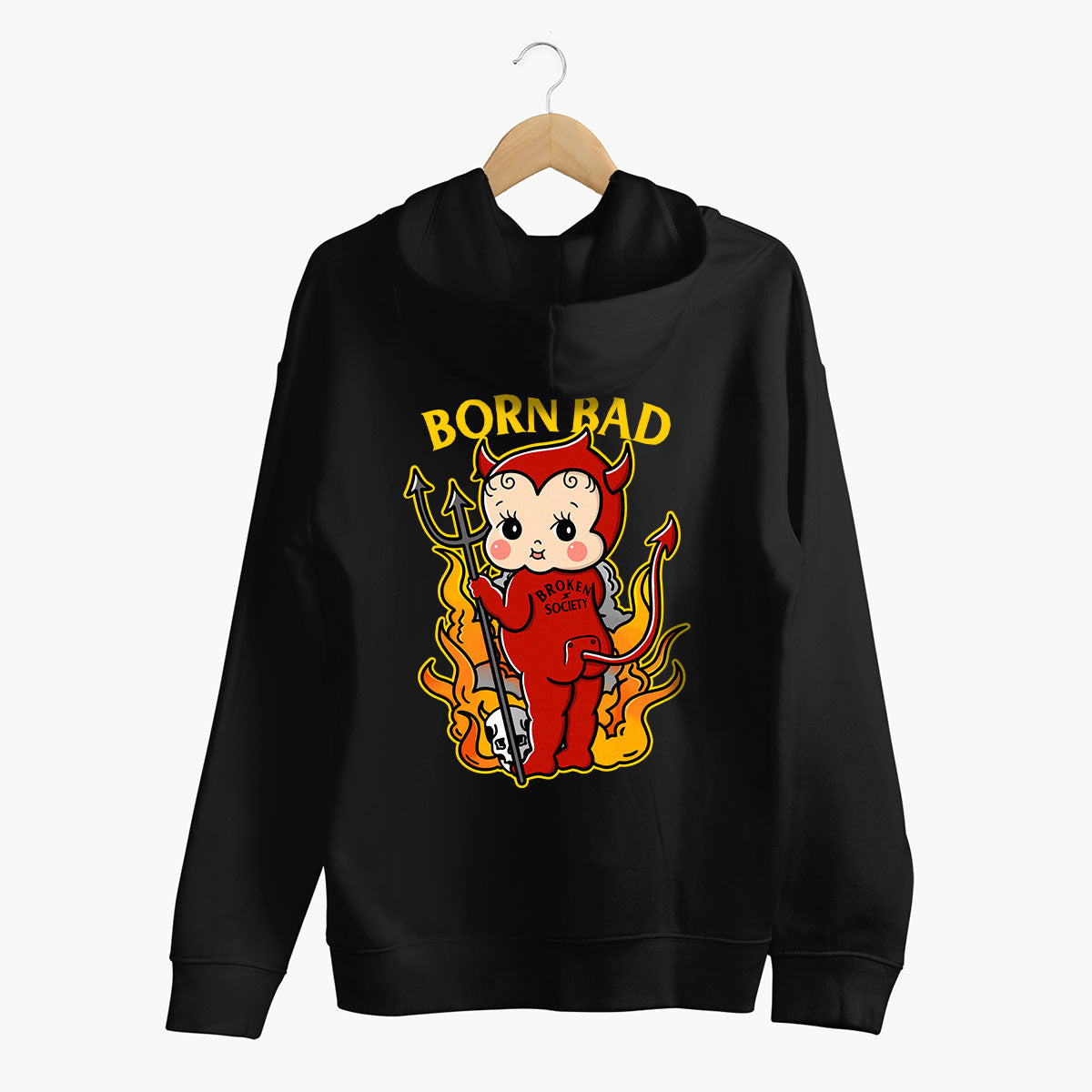 Born Bad Devil Hoodie (Unisex)-Tattoo Clothing, Tattoo Hoodie, JH001-Broken Society