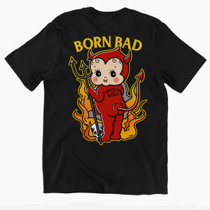 Born Bad Devil Kids T-Shirt (Unisex)-Tattoo Clothing, Tattoo Kids Shirt, Mini Creator-Broken Society