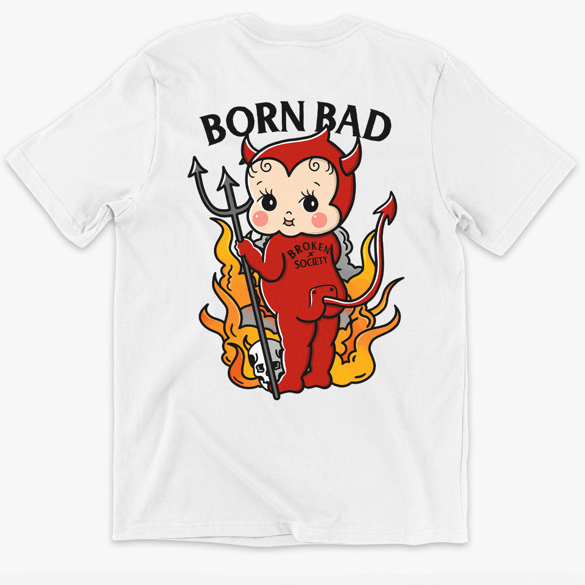 Born Bad Devil Kids T-Shirt (Unisex)-Tattoo Clothing, Tattoo Kids Shirt, Mini Creator-Broken Society