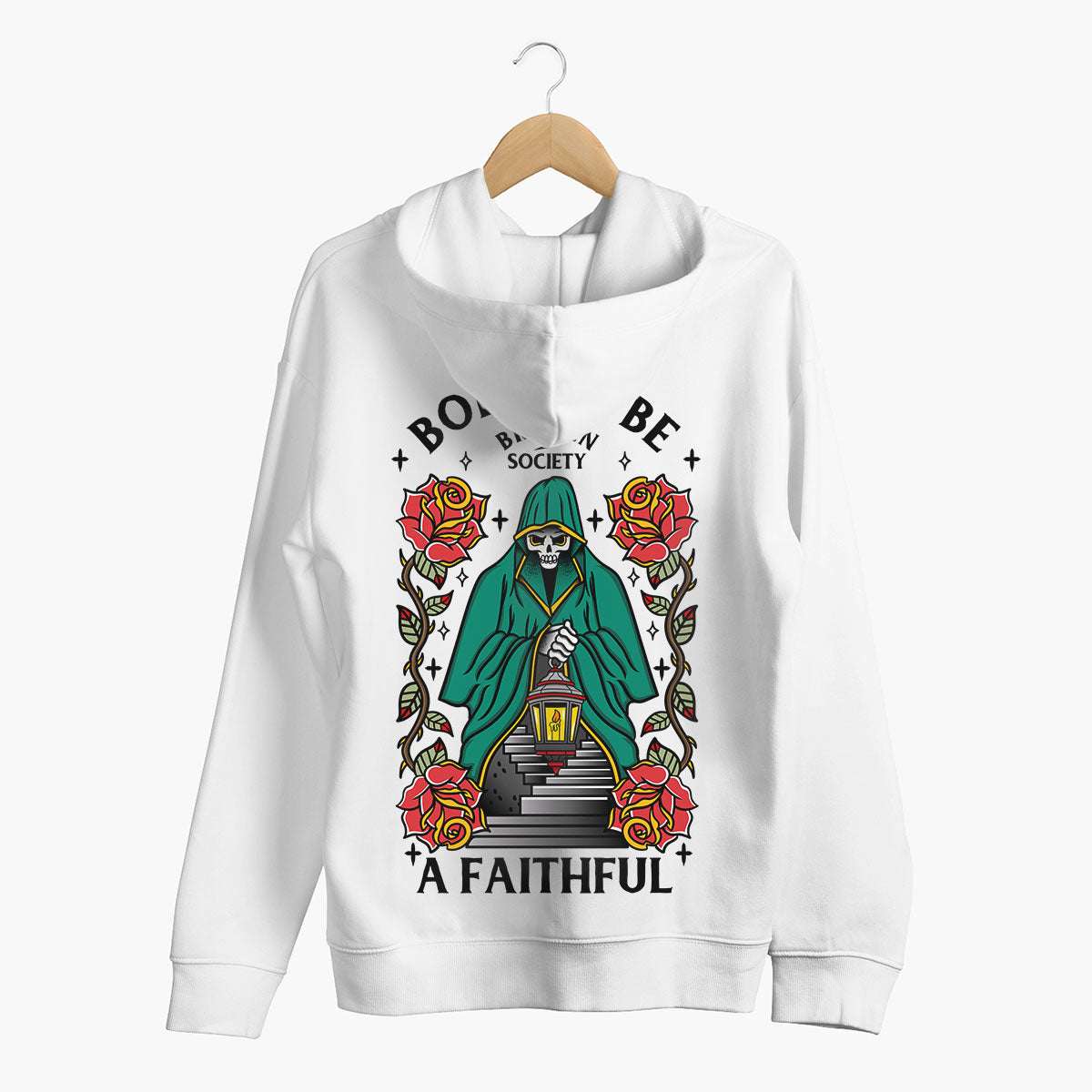 Born To Be A Faithful Hoodie (Unisex)-Tattoo Clothing, Tattoo Hoodie, JH001-Broken Society