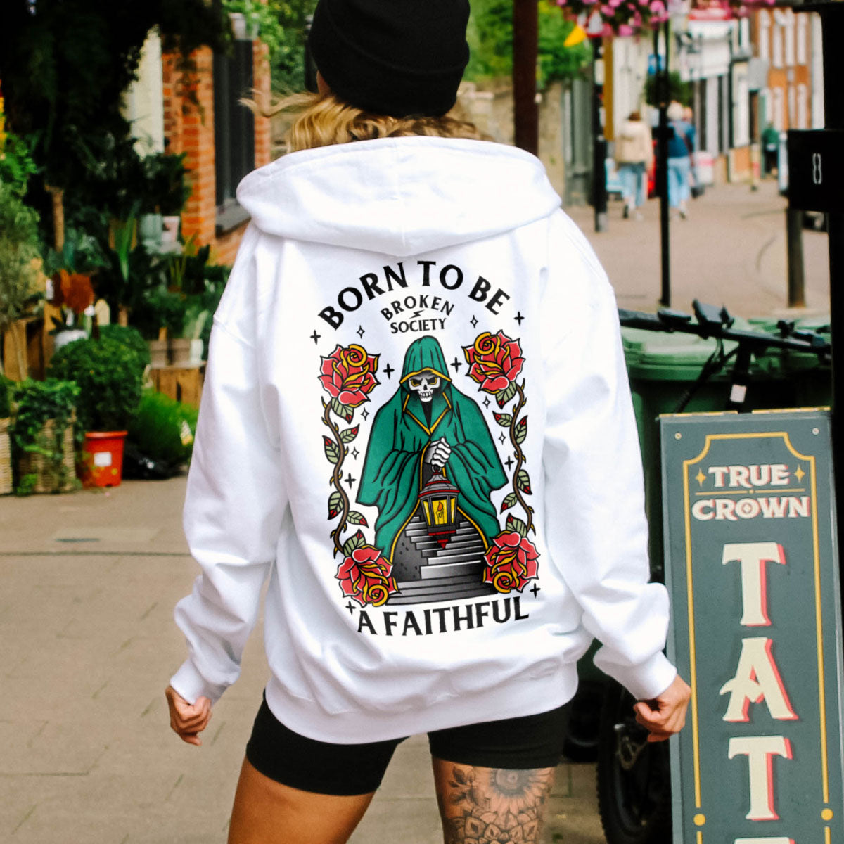 Born To Be A Faithful Hoodie (Unisex)-Tattoo Clothing, Tattoo Hoodie, JH001-Broken Society