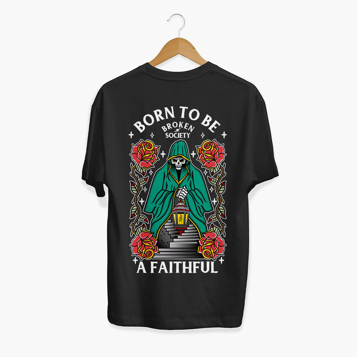 Born To Be A Faithful T-Shirt (Unisex)-Tattoo Clothing, Tattoo T-Shirt, EP01-Broken Society