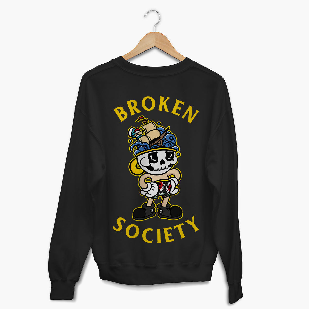 Broken Benny Sweatshirt (Unisex)-Tattoo Clothing, Tattoo Sweatshirt, JH030-Broken Society