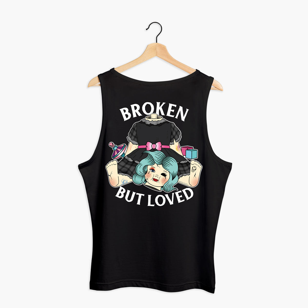 Broken But Loved Tank (Unisex)-Tattoo Clothing, Tattoo Tank, 03980-Broken Society