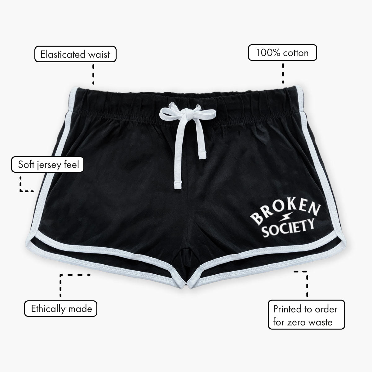 Broken Society Shorts (Unisex)-Tattoo Clothing, Tattoo Shorts, JH072-Broken Society