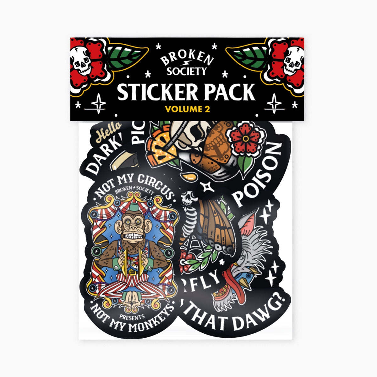 Broken Society Stickers Volume 2-Tattoo Gifts, Tattoo Accessories, Tattoo Gift, Tattoo Stickers-Broken Society