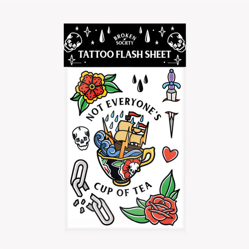 Broken Society Temporary Tattoo Transfer Sheet-Tattoo Gifts, Tattoo Accessories, Tattoo Gift, Tattoo Stickers-Broken Society