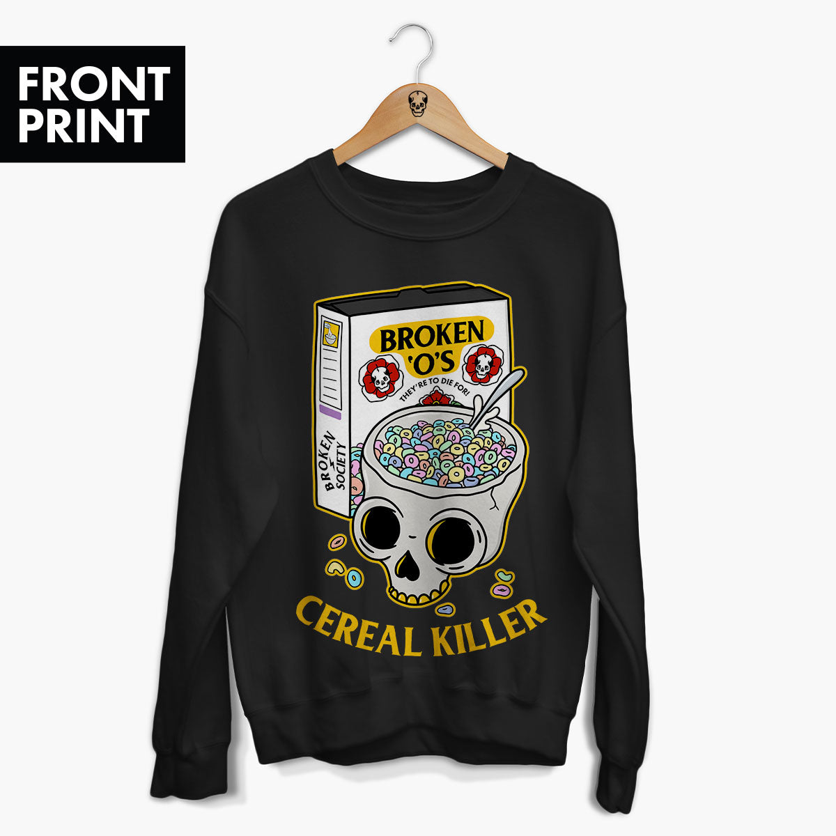 Cereal Killer Front Print Sweatshirt (Unisex)-Tattoo Clothing, Tattoo Sweatshirt, JH030-Broken Society