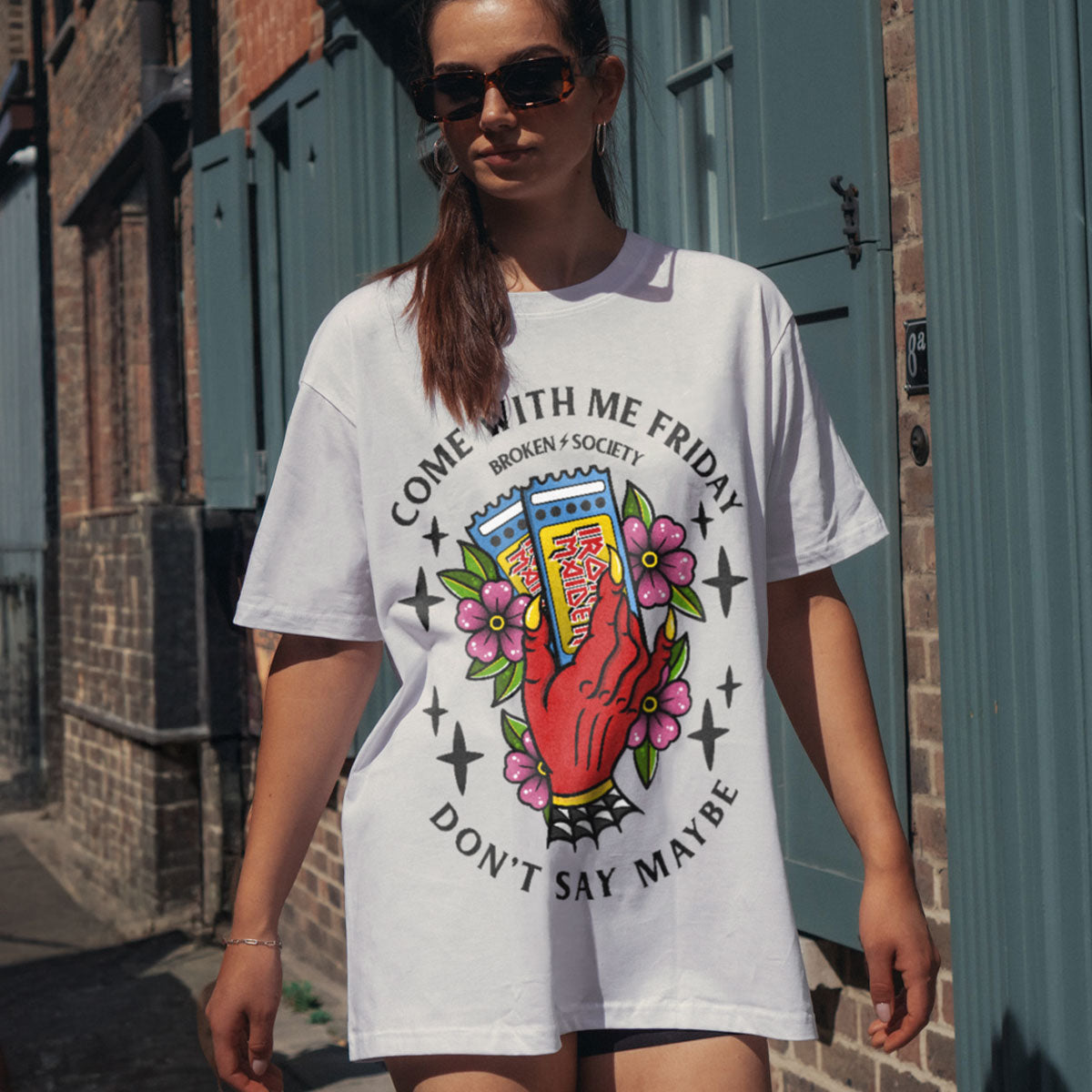 Come With Me Friday Front Print T-Shirt (Unisex)-Tattoo Clothing, Tattoo T-Shirt, EP01-Broken Society