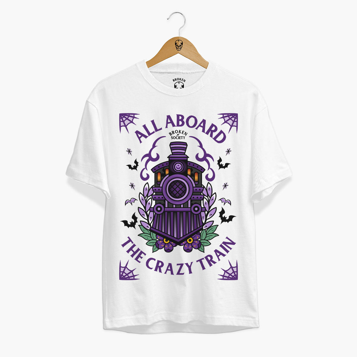 Crazy Train Front Print T-Shirt (Unisex)-Tattoo Clothing, Tattoo T-Shirt, EP01-Broken Society