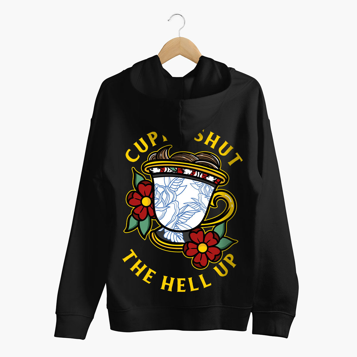 Cuppa Shut The Hell Up Hoodie (Unisex)-Tattoo Clothing, Tattoo Hoodie, JH001-Broken Society