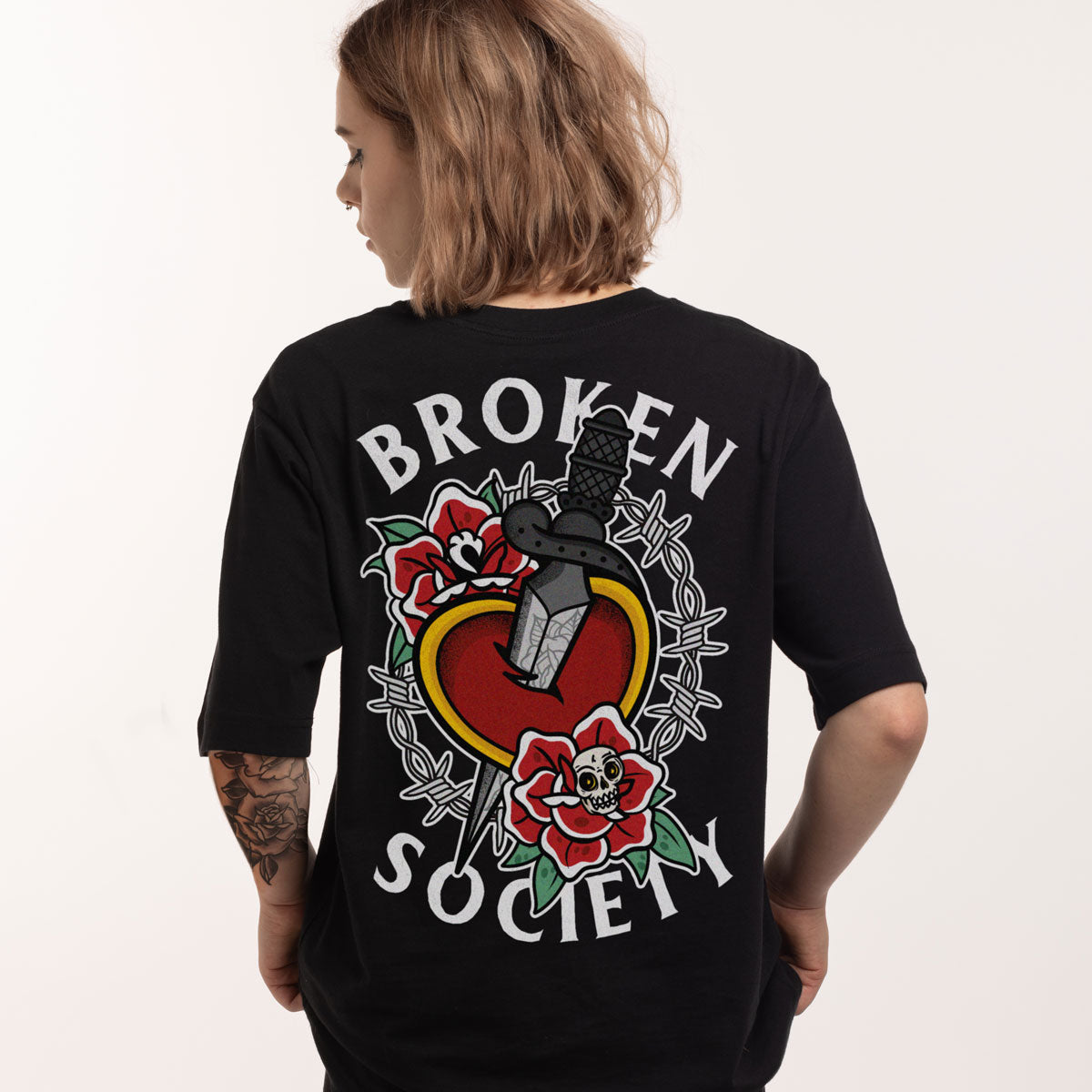 Dagger Heart T-shirt (Unisex)-Tattoo Clothing, Tattoo T-Shirt, N03-Broken Society