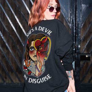 Devil In Disguise Sweatshirt (Unisex)-Tattoo Clothing, Tattoo Sweatshirt, JH030-Broken Society