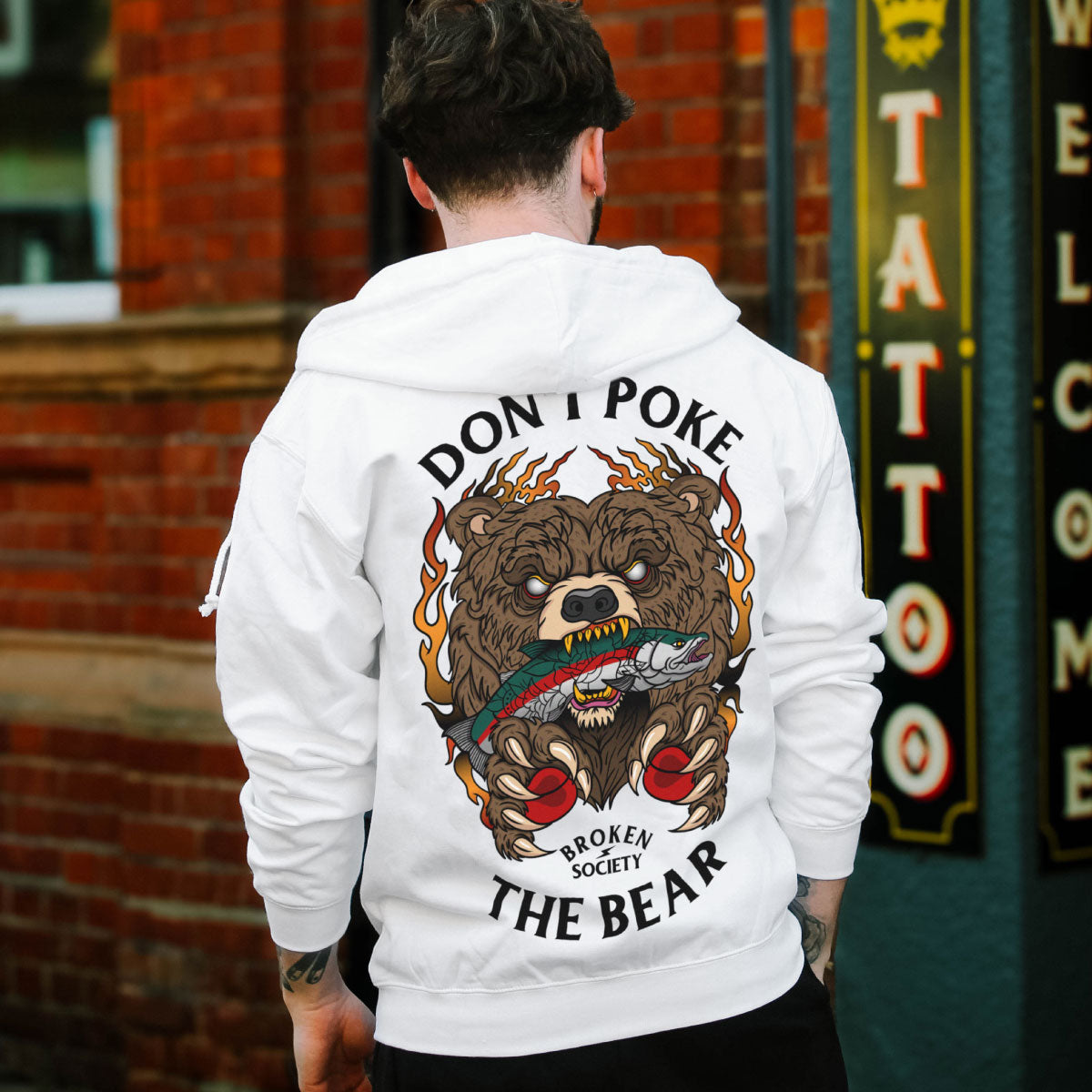 Don't Poke The Bear Hoodie (Unisex)-Tattoo Clothing, Tattoo Hoodie, JH001-Broken Society