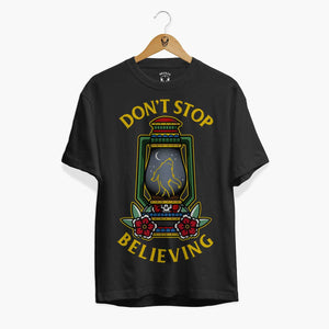 Don't Stop Believing Front T-Shirt (Unisex)-Tattoo Clothing, Tattoo T-Shirt, N03-Broken Society