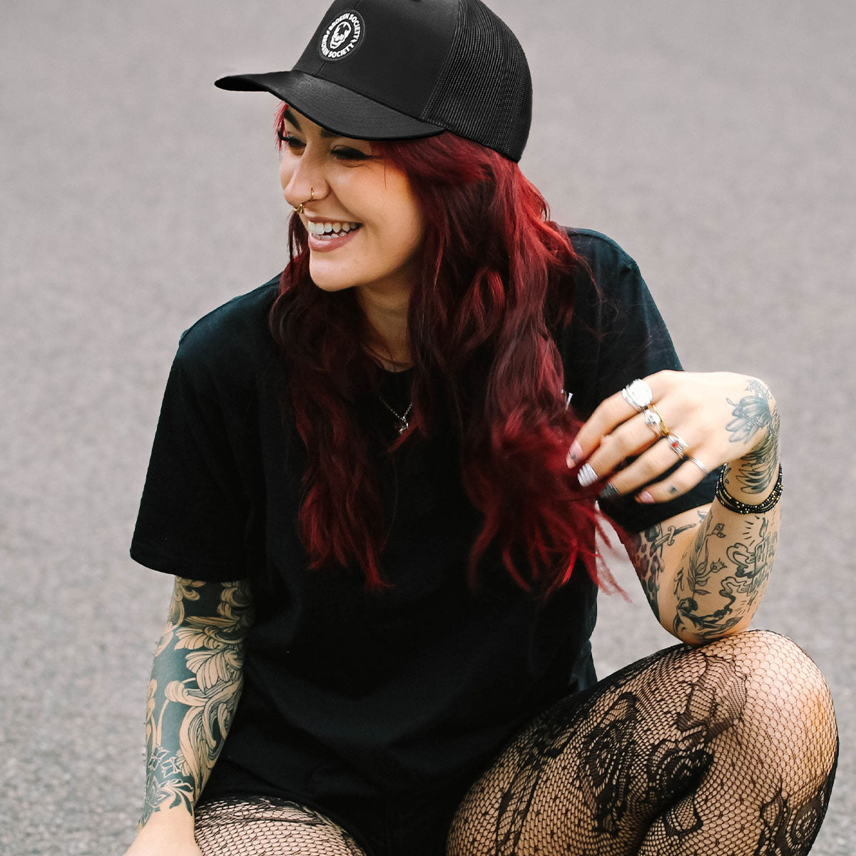 Broken Society Skull Cap Black (Unisex)-Tattoo Clothing, Tattoo Accessories, Tattoo Gift, Tattoo Trucker Cap,BB646-Broken Society