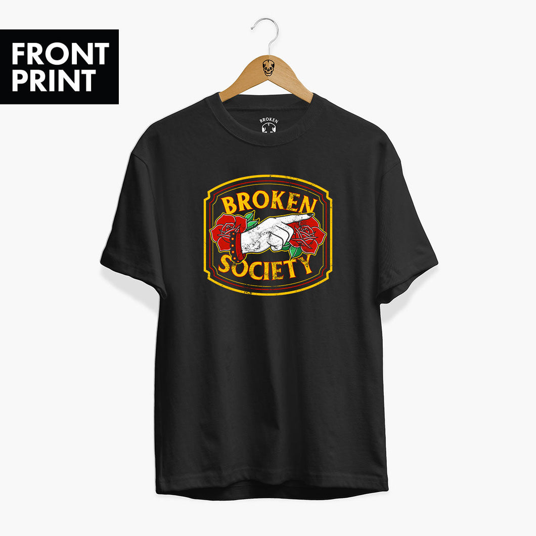 Floral Classic Tattoo Signage Front Print T-shirt (Unisex)-Tattoo Clothing, Tattoo T-Shirt, EP01-Broken Society
