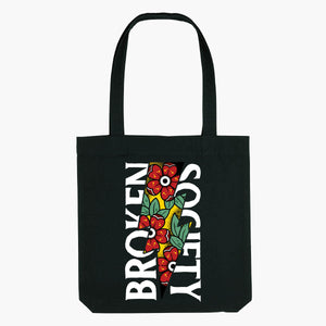 Flower Power Strong-As-Hell Tote Bag-Tattoo Apparel, Tattoo Accessories, Tattoo Gift, Tattoo Tote Bag-Broken Society