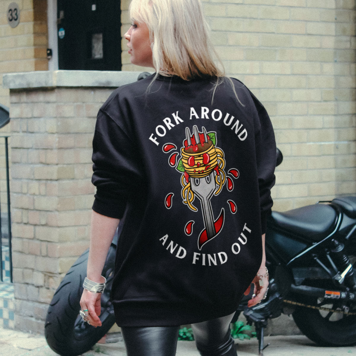 Fork Around And Find Out Sweatshirt (Unisex)-Tattoo Clothing, Tattoo Sweatshirt, JH030-Broken Society