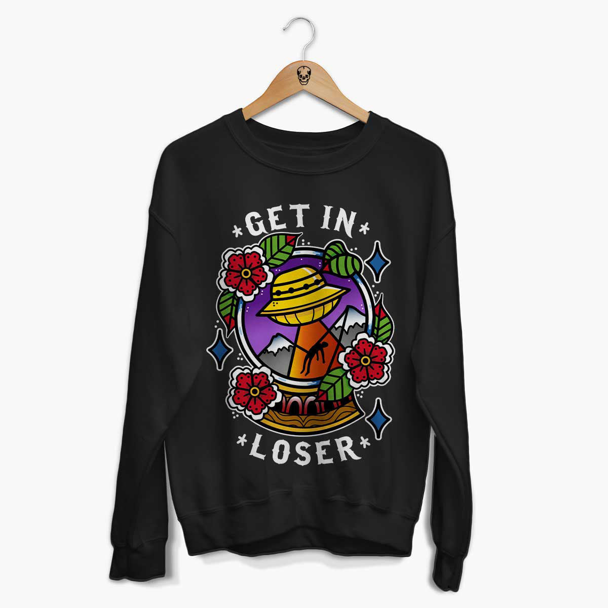 Get In Loser Front Print Sweatshirt (Unisex)-Tattoo Clothing, Tattoo Sweatshirt, JH030-Broken Society