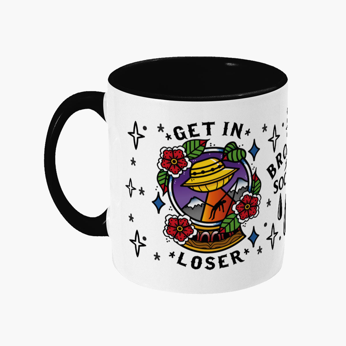 Get In Loser Mug-Tattoo Apparel, Tattoo Accessories, Tattoo Gift, Tattoo Coffee Mug, 11oz White Ceramic-Broken Society