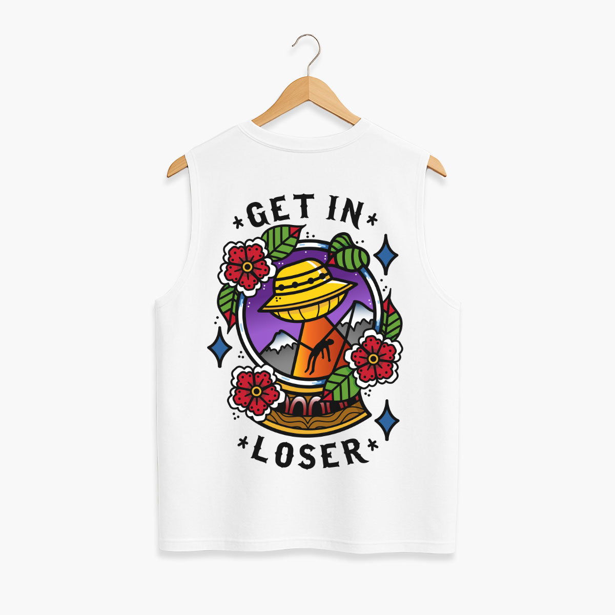 Get In Loser Sleeveless T-Shirt (Unisex)-Tattoo Clothing, Tattoo Sleeveless T-Shirt, EP01S-Broken Society