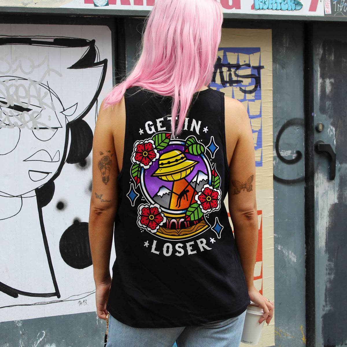 Get In Loser Tank (Unisex)-Tattoo Clothing, Tattoo Tank, 03980-Broken Society