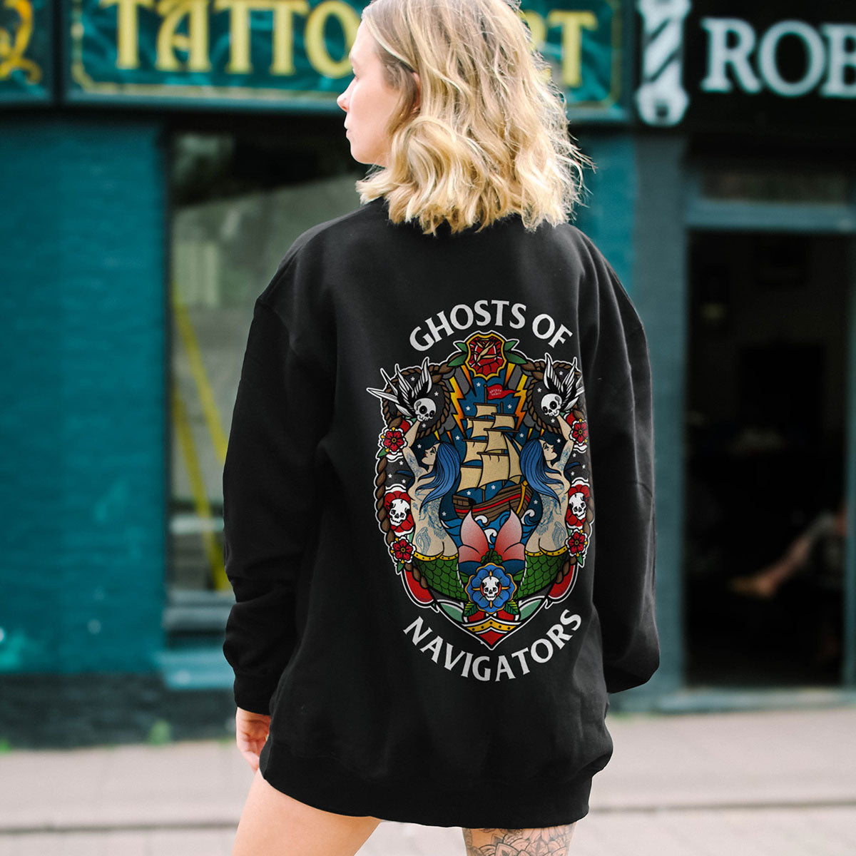 Ghost Of Navigators Sweatshirt (Unisex)-Tattoo Clothing, Tattoo Sweatshirt, JH030-Broken Society