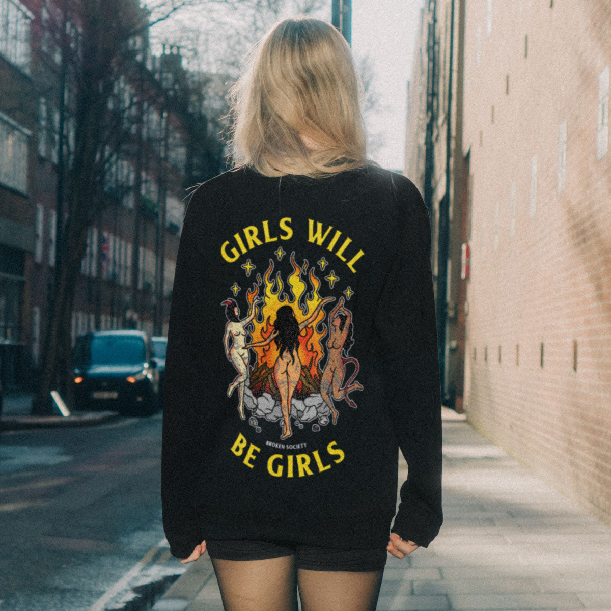 Girls Will Be Girls Sweatshirt (Unisex)-Tattoo Clothing, Tattoo Sweatshirt, JH030-Broken Society