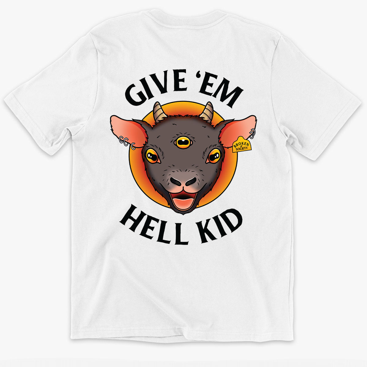 Give 'Em Hell Kid Kids T-Shirt (Unisex)-Tattoo Clothing, Tattoo Kids Shirt, Mini Creator-Broken Society