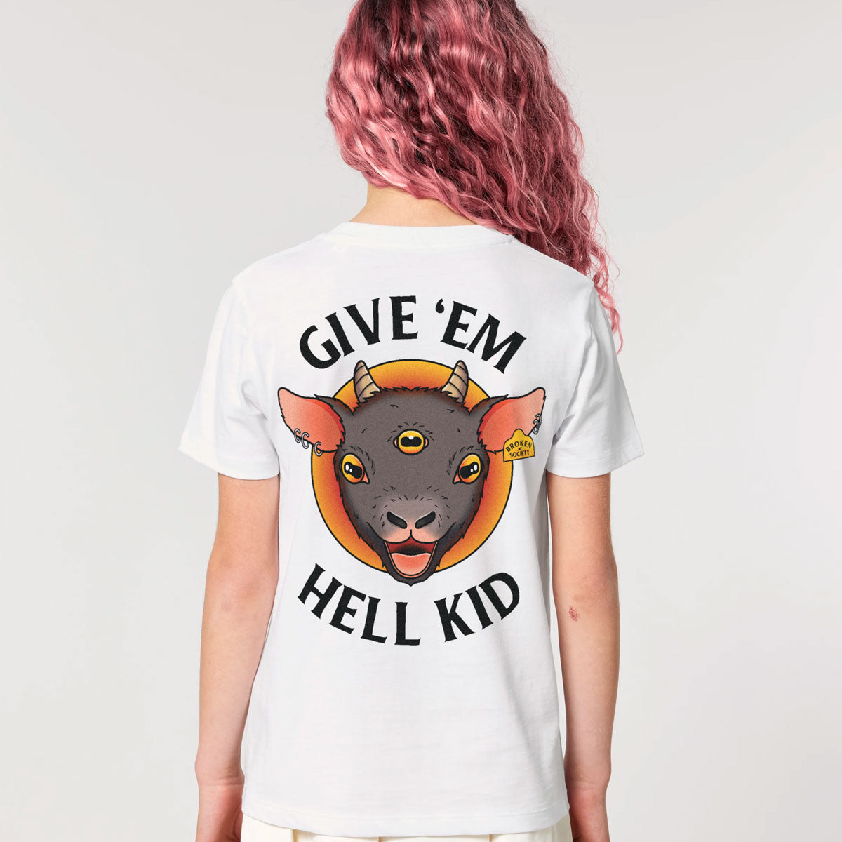 Give 'Em Hell Kid Kids T-Shirt (Unisex)-Tattoo Clothing, Tattoo Kids Shirt, Mini Creator-Broken Society