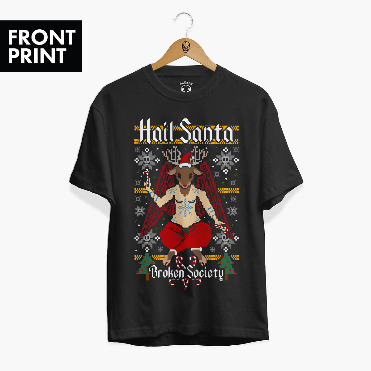 Hail Santa Christmas T-Shirt (Unisex)-Tattoo Clothing, Tattoo T-Shirt, EP01-Broken Society