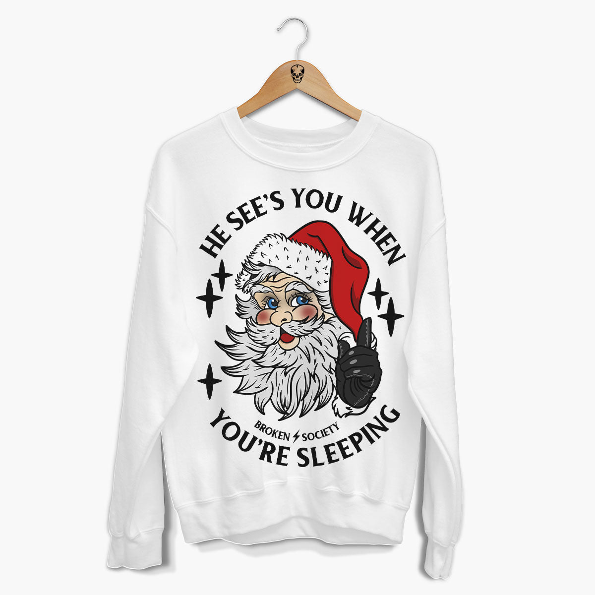 He Sees You When You're Sleeping Christmas Jumper (Unisex)-Tattoo Clothing, Tattoo Sweatshirt, JH030-Broken Society