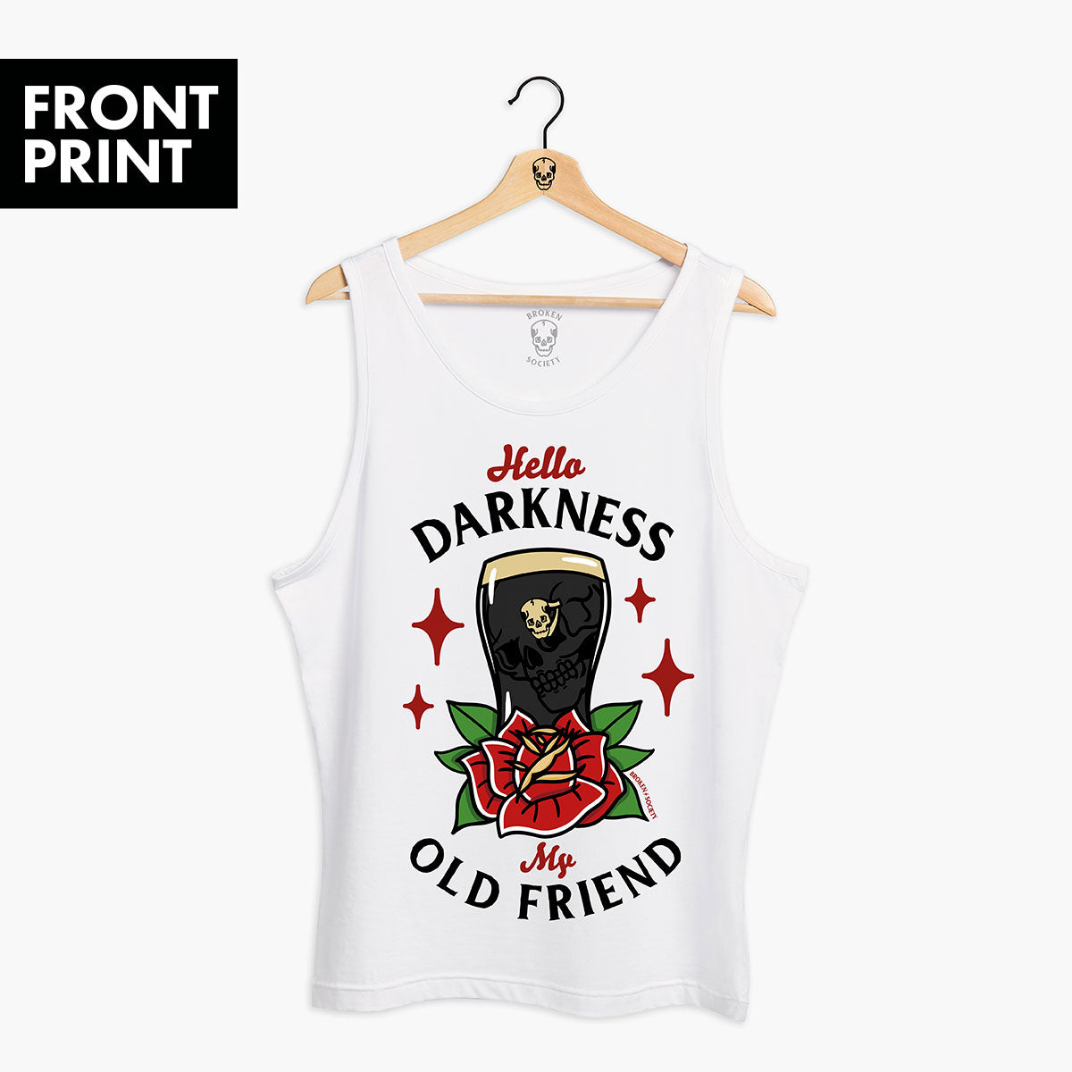Hello Darkness Front Print Tank (Unisex)-Tattoo Clothing, Tattoo Tank, 03980-Broken Society