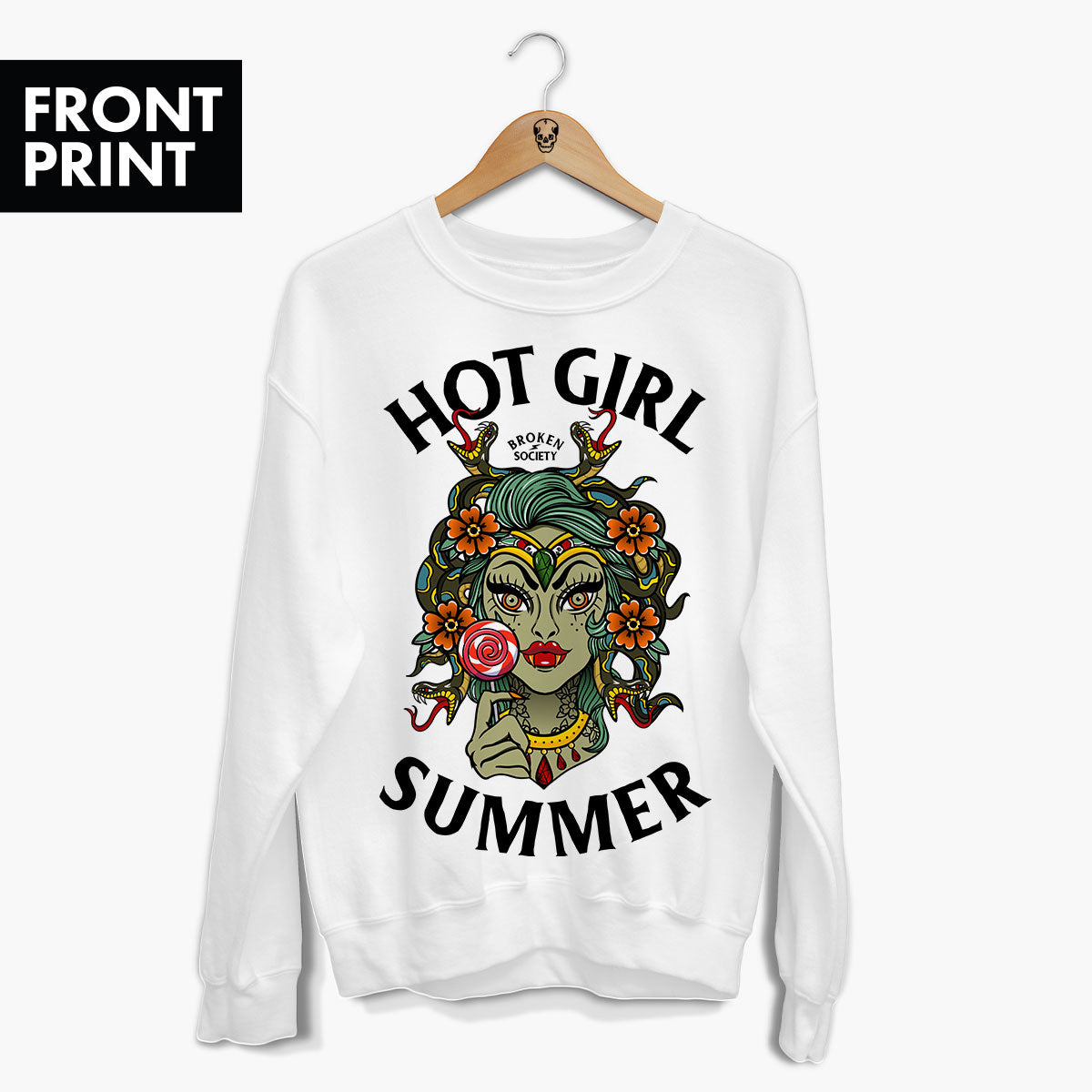 Hot Girl Summer Front Print Sweatshirt (Unisex)-Tattoo Clothing, Tattoo Sweatshirt, JH030-Broken Society